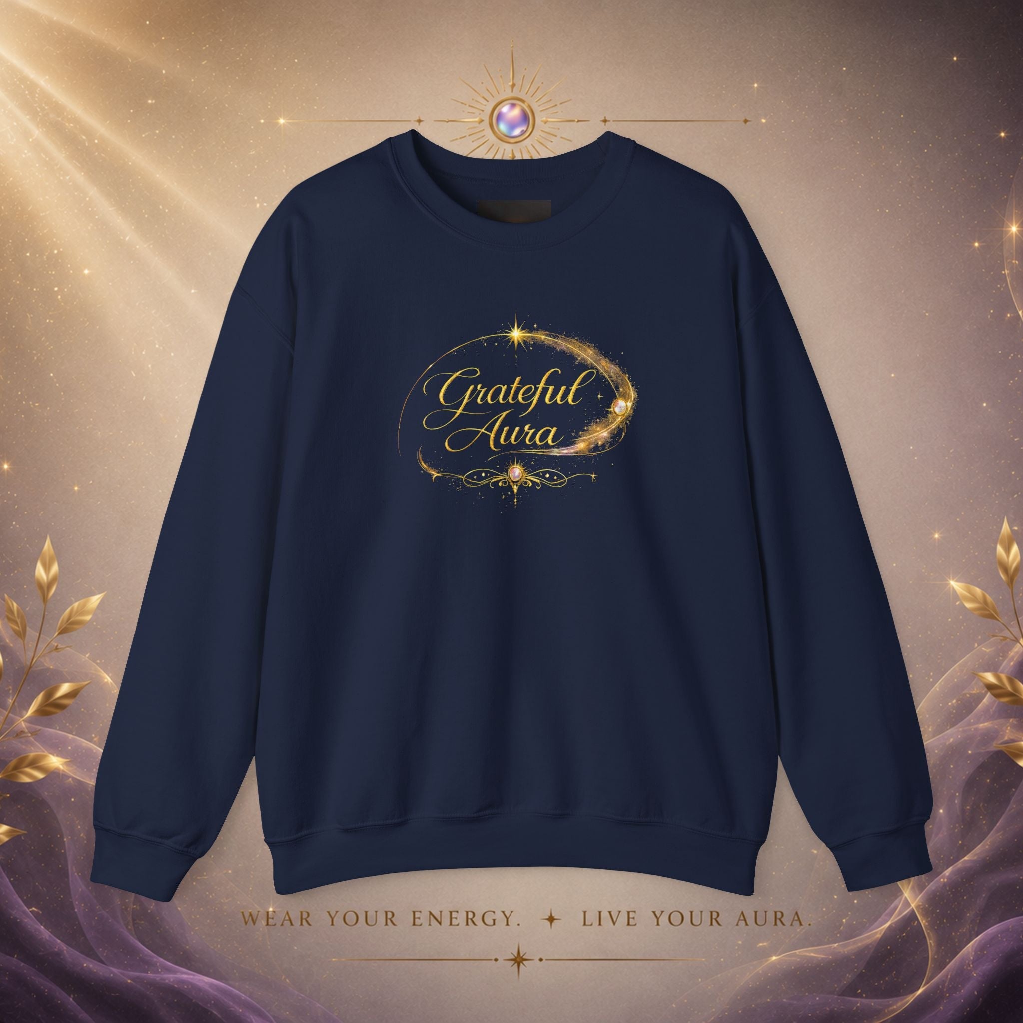 Grateful Aura- Golden shine Crewneck Sweatshirt - AURA BY RS ®