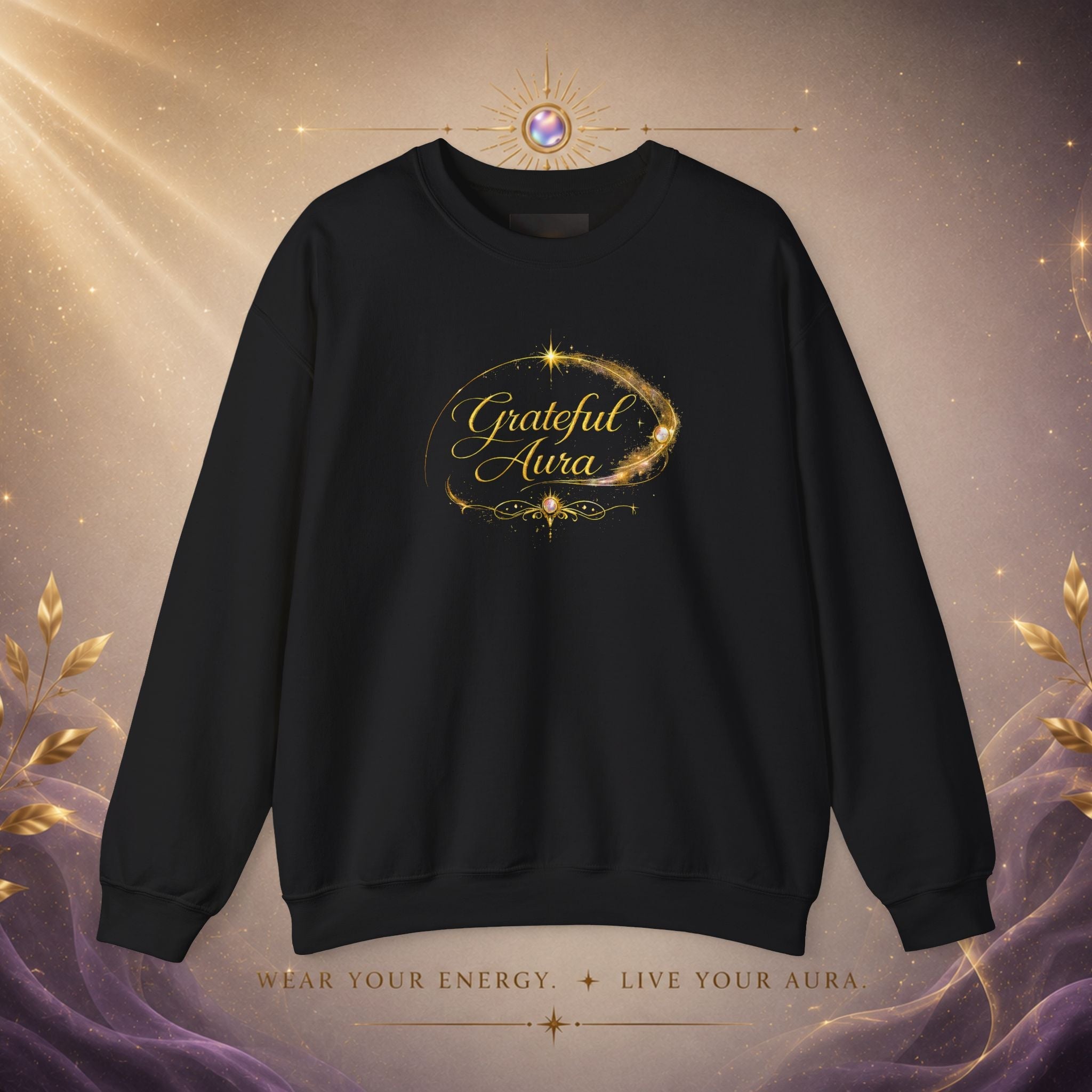 Grateful Aura- Golden shine Crewneck Sweatshirt - AURA BY RS ®