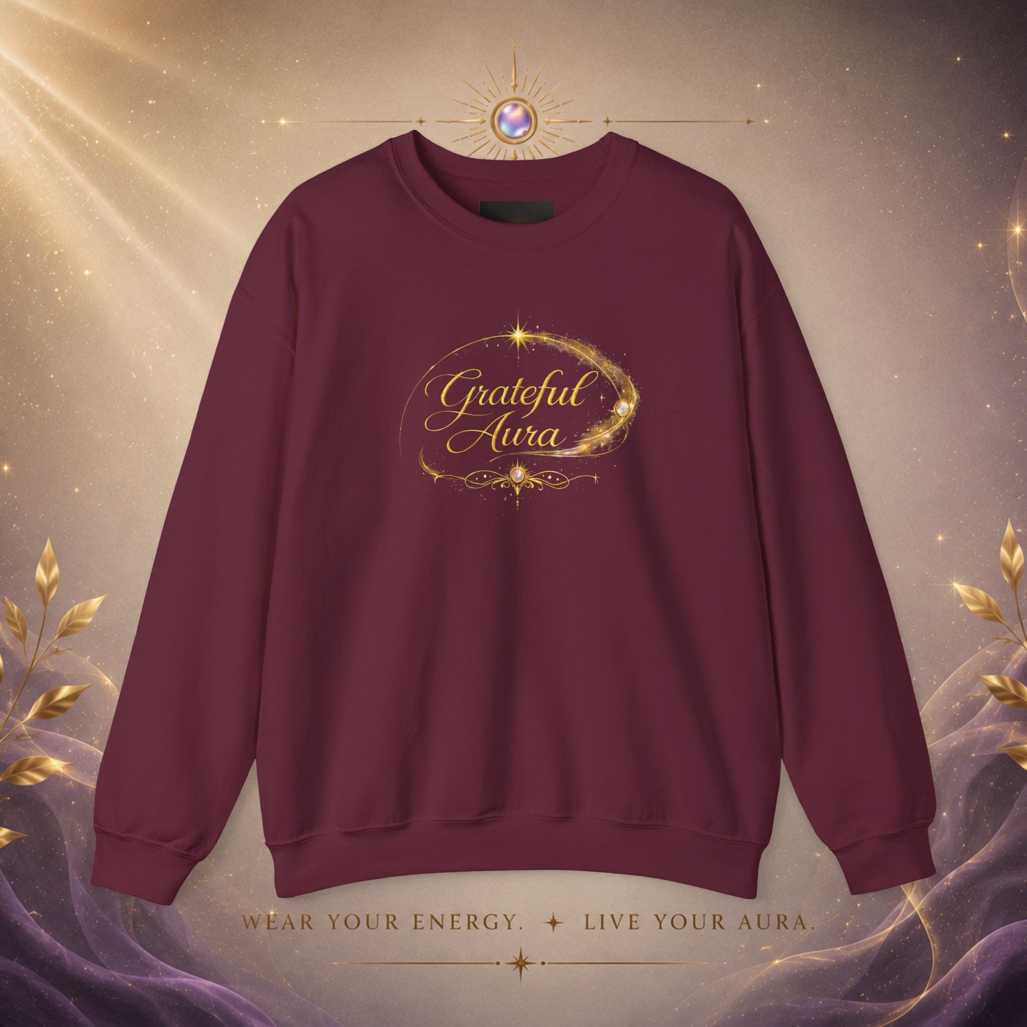Grateful Aura- Golden shine Crewneck Sweatshirt - AURA BY RS ®