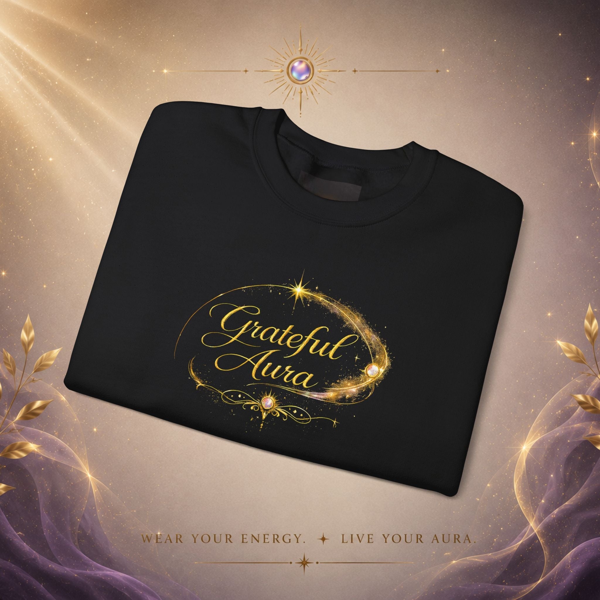 Grateful Aura- Golden shine Crewneck Sweatshirt - AURA BY RS ®