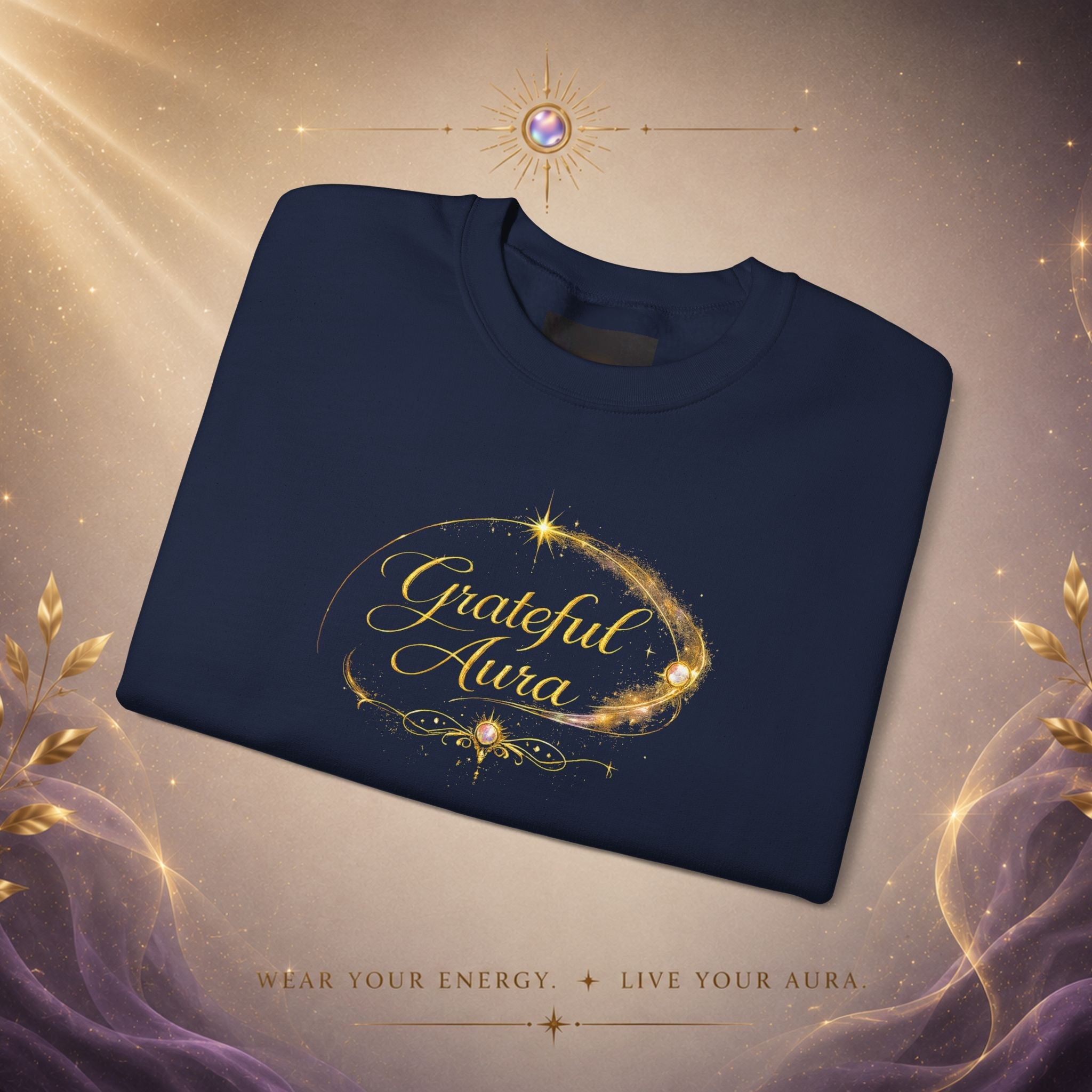 Grateful Aura- Golden shine Crewneck Sweatshirt - AURA BY RS ®