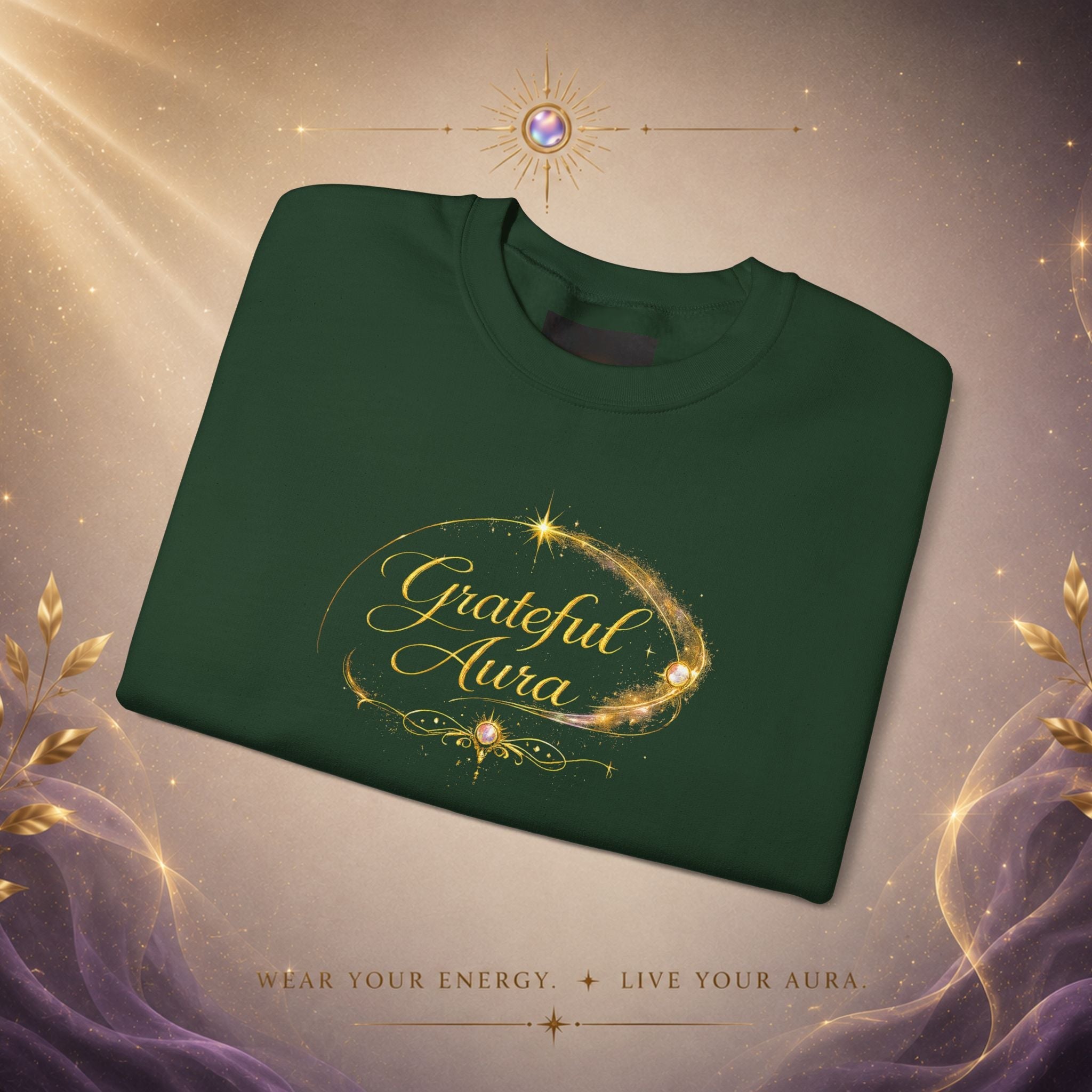 Grateful Aura- Golden shine Crewneck Sweatshirt - AURA BY RS ®