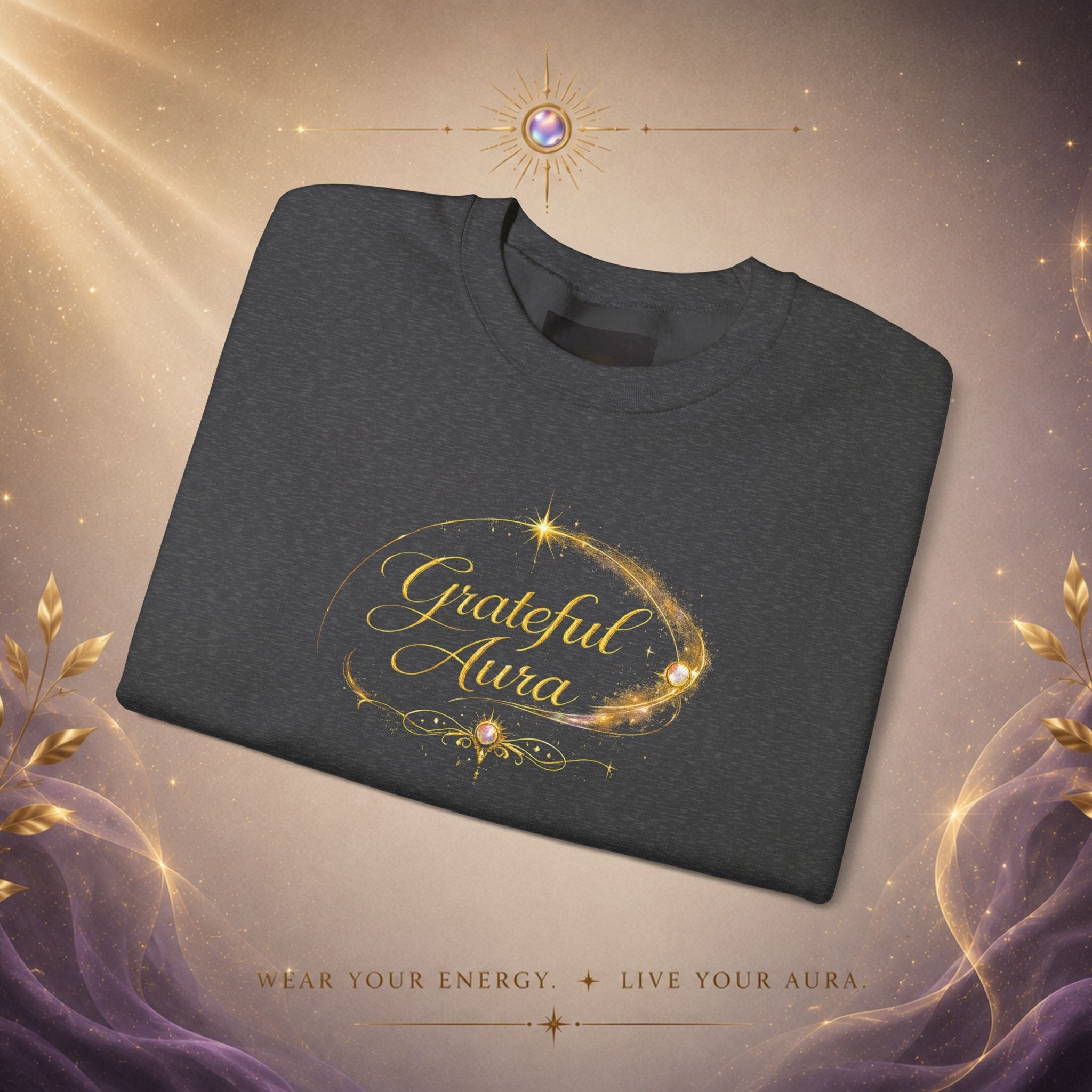Grateful Aura- Golden shine Crewneck Sweatshirt - AURA BY RS ®