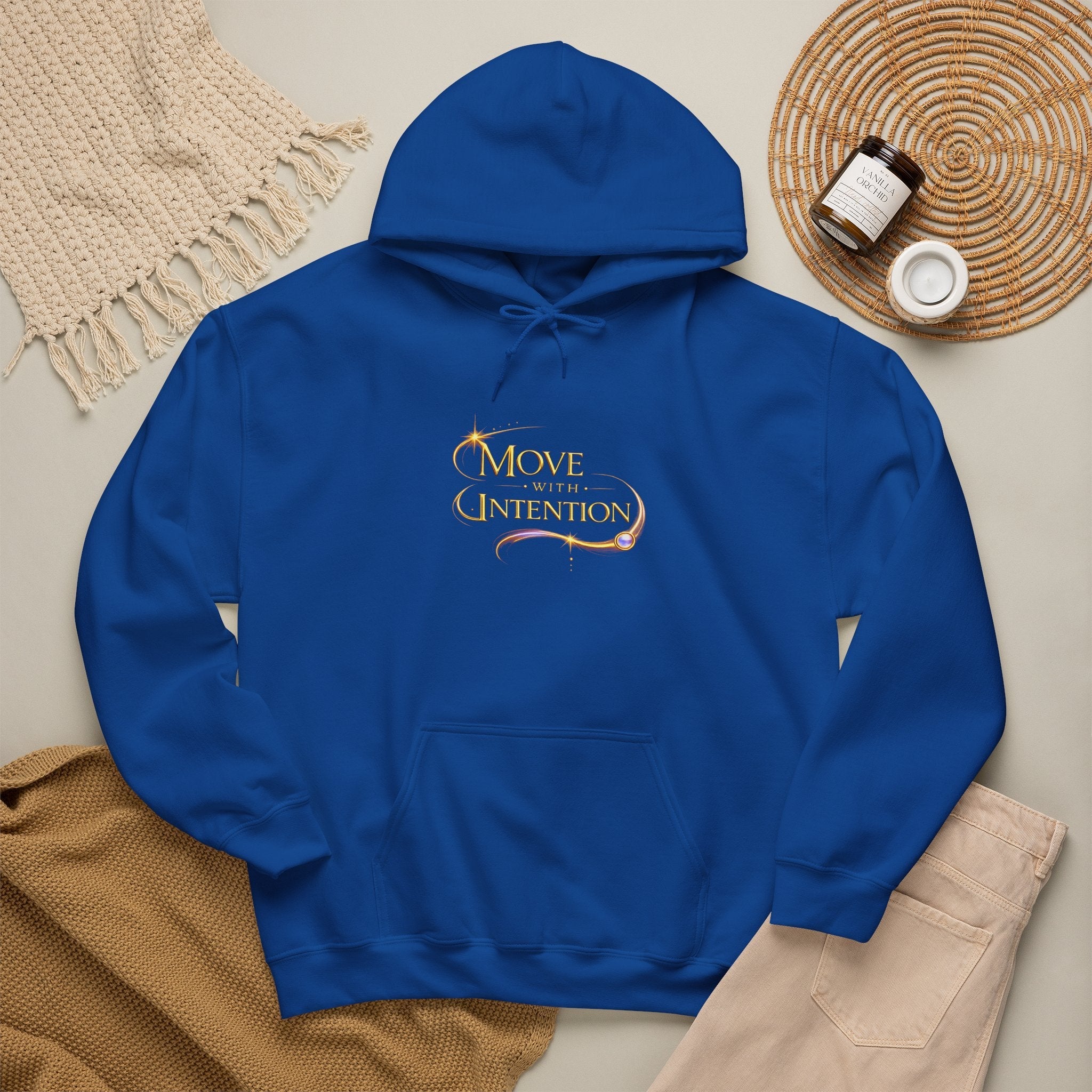 Hoodie - "Move with Intention" Inspirational Graphic Hooded Sweatshirt - AURA BY RS ®