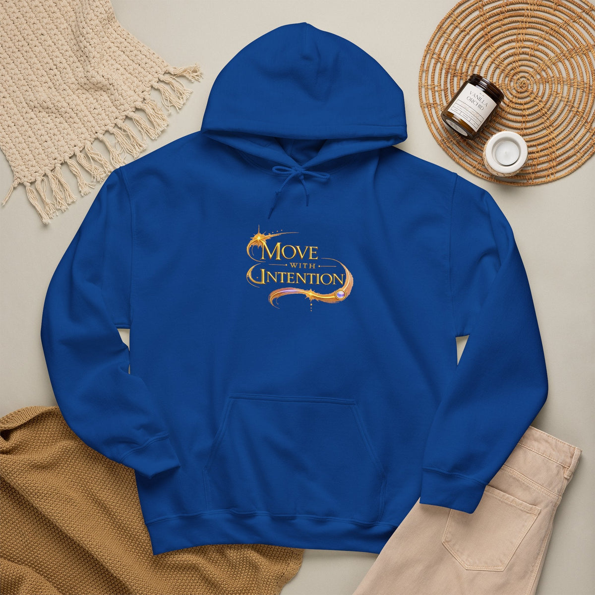 Hoodie - "Move with Intention" Inspirational Graphic Hooded Sweatshirt - AURA BY RS ®