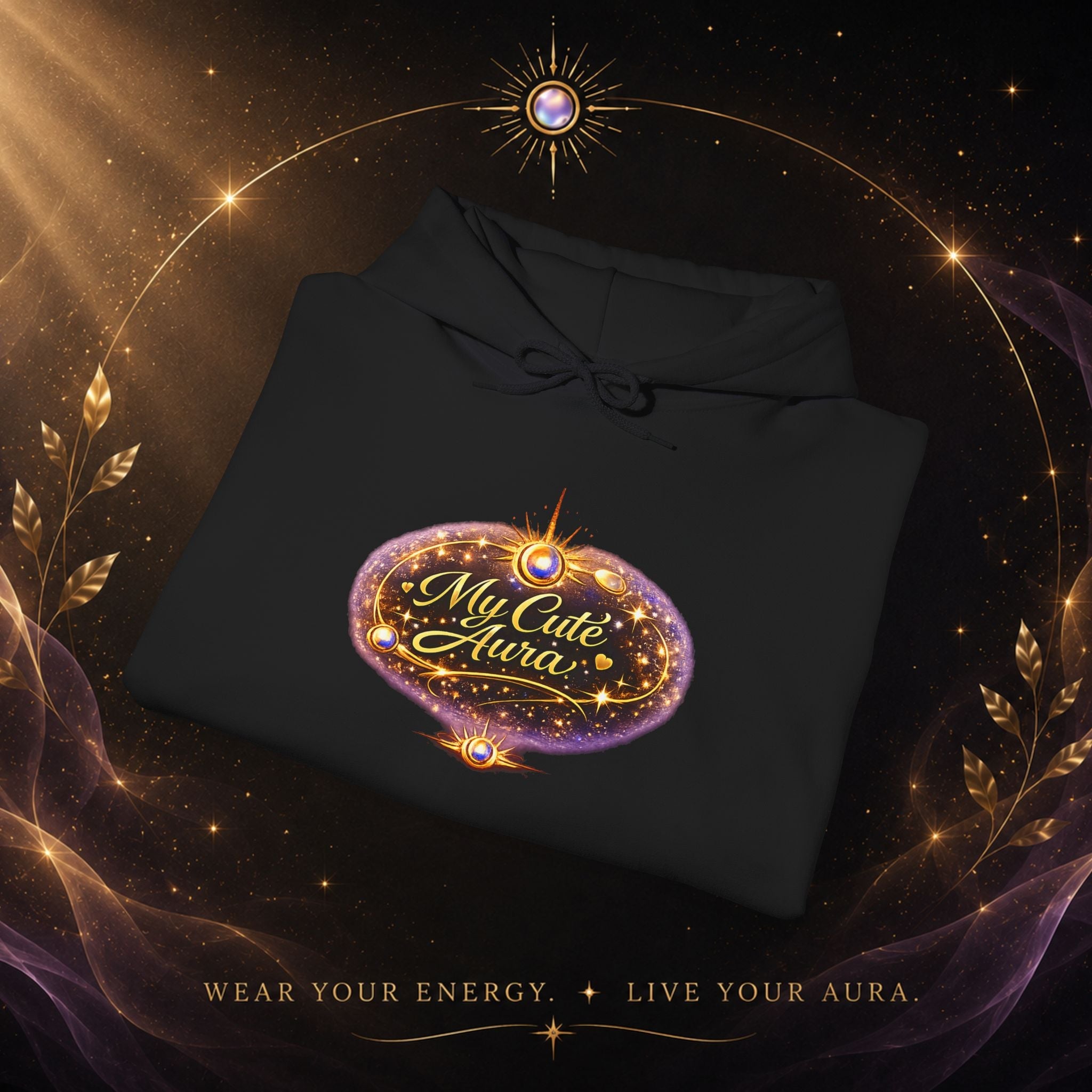 Hoodie — "My Cute Aura" Sparkle Graphic Hoodie - AURA BY RS ®