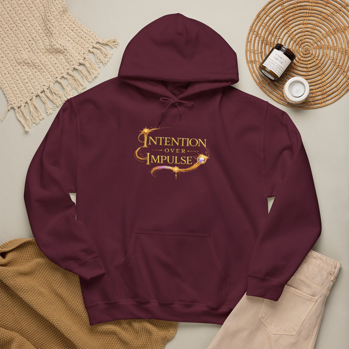 Intention Over Impulse Hoodie — Motivational Graphic Hoodie - AURA BY RS ®