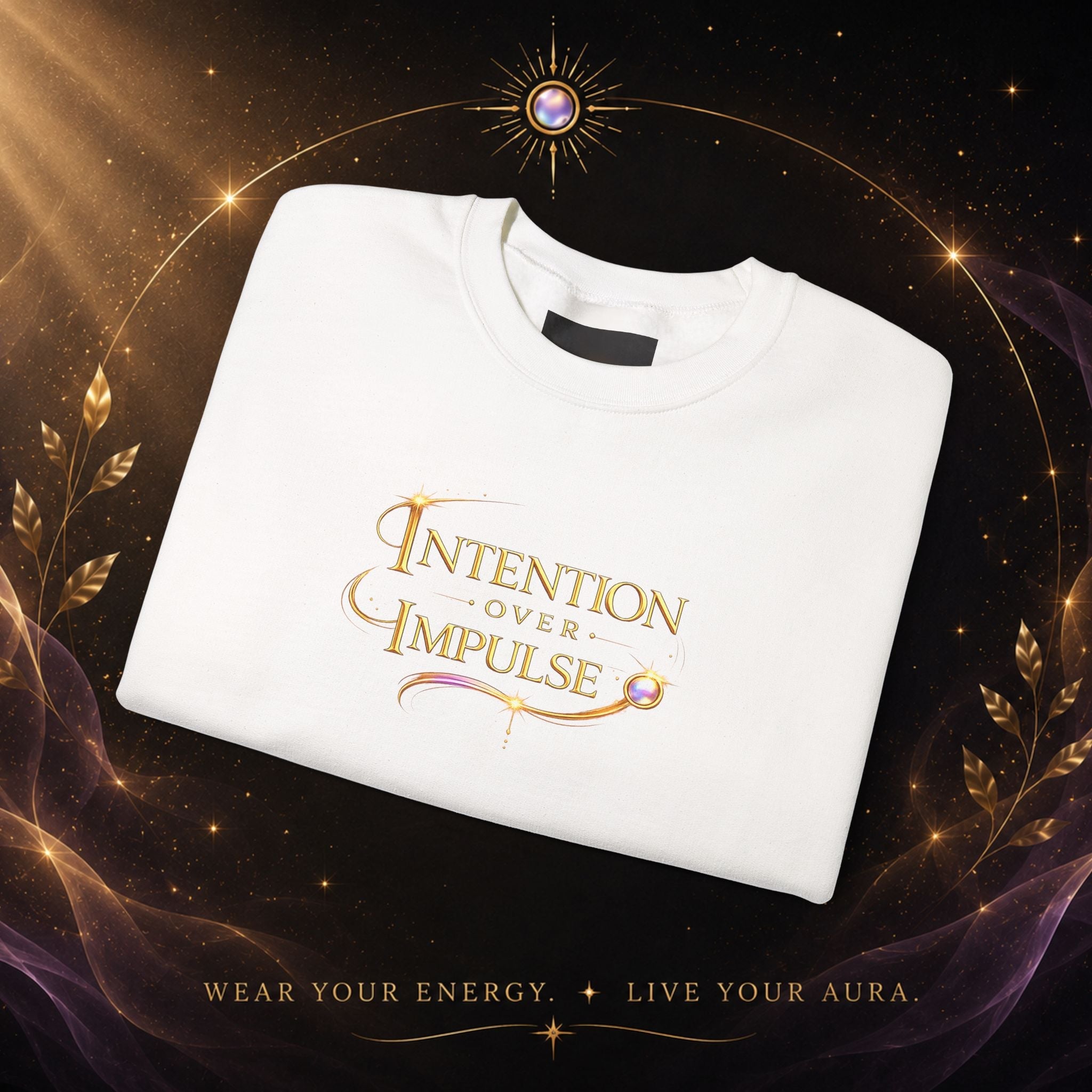 Intentional Crewneck Sweatshirt — "Intention Over Impulse" Inspirational Pullover - AURA BY RS ®