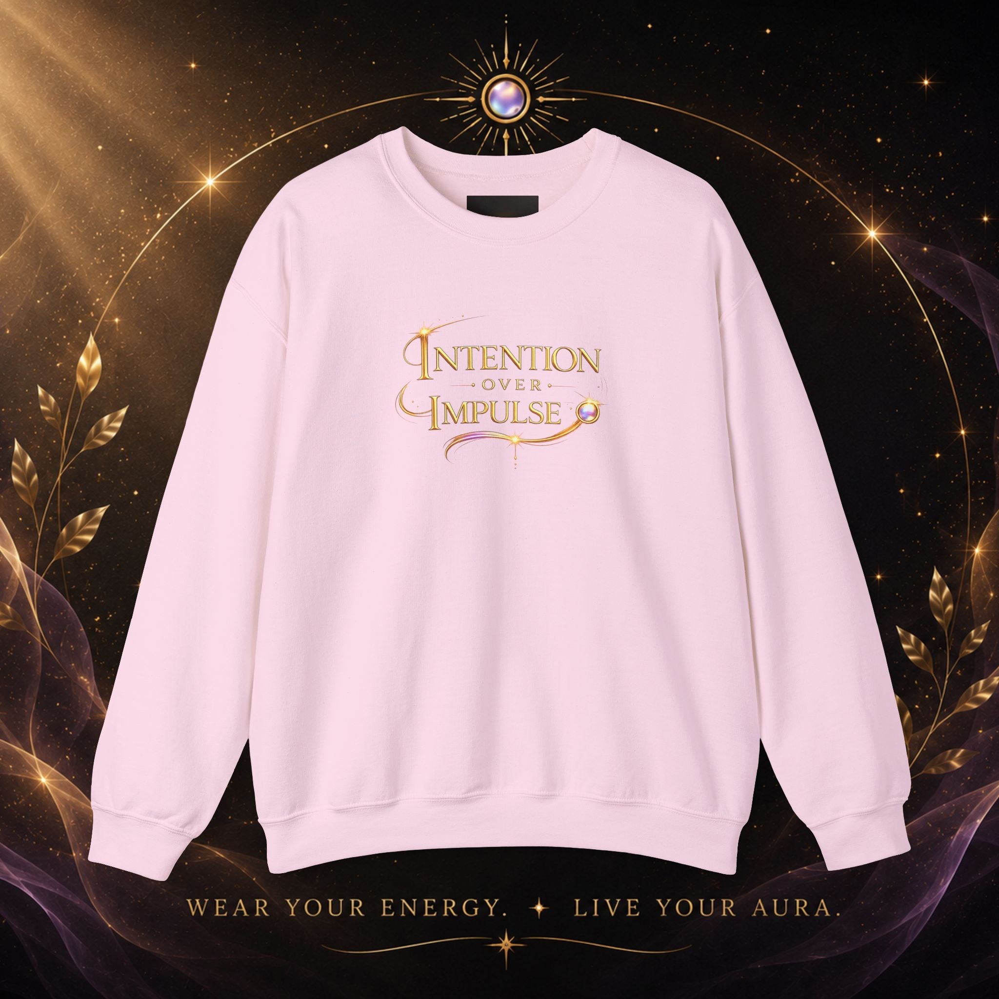Intentional Crewneck Sweatshirt — "Intention Over Impulse" Inspirational Pullover - AURA BY RS ®