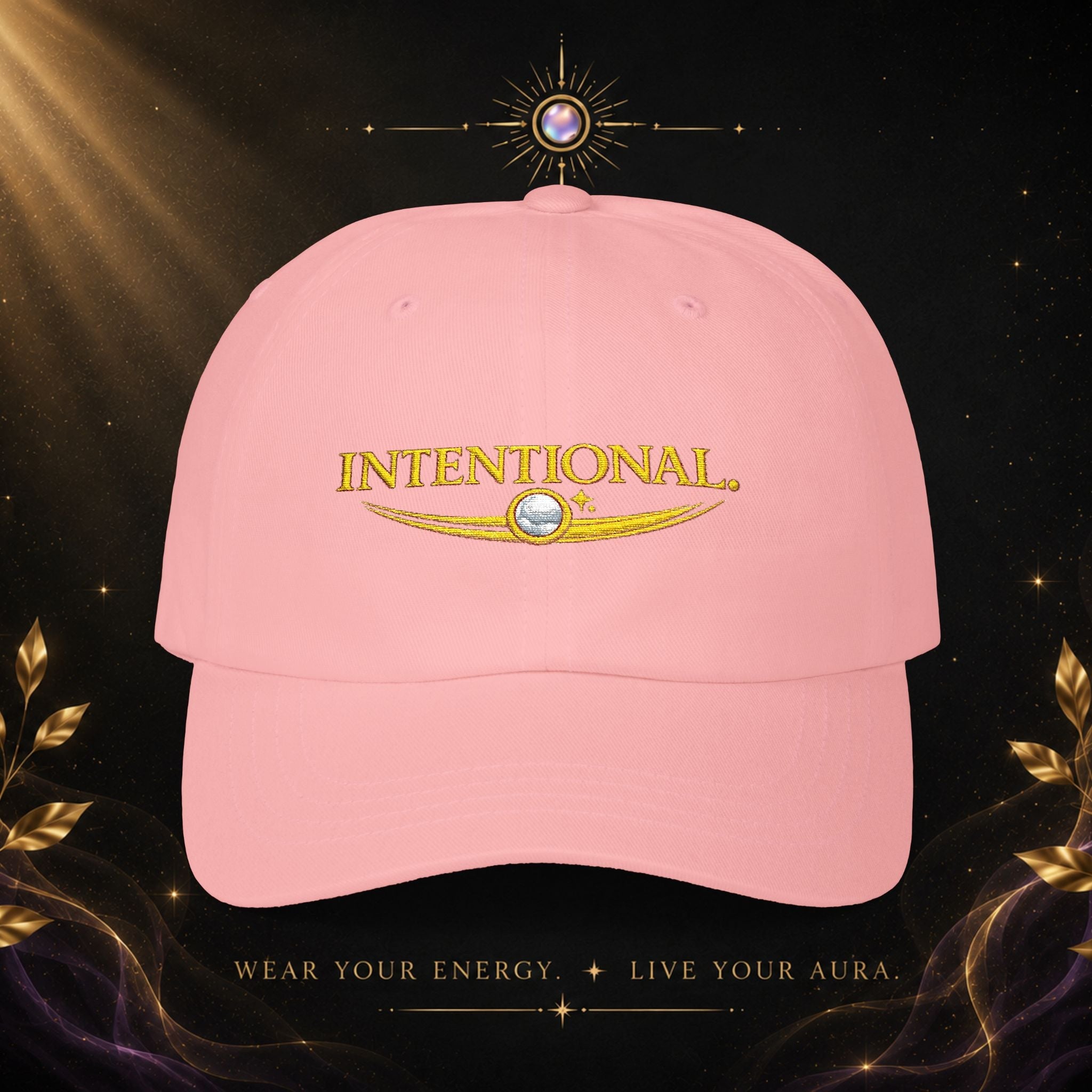 Intentional Dad Cap – Embroidered White Classic Hat - AURA BY RS ®