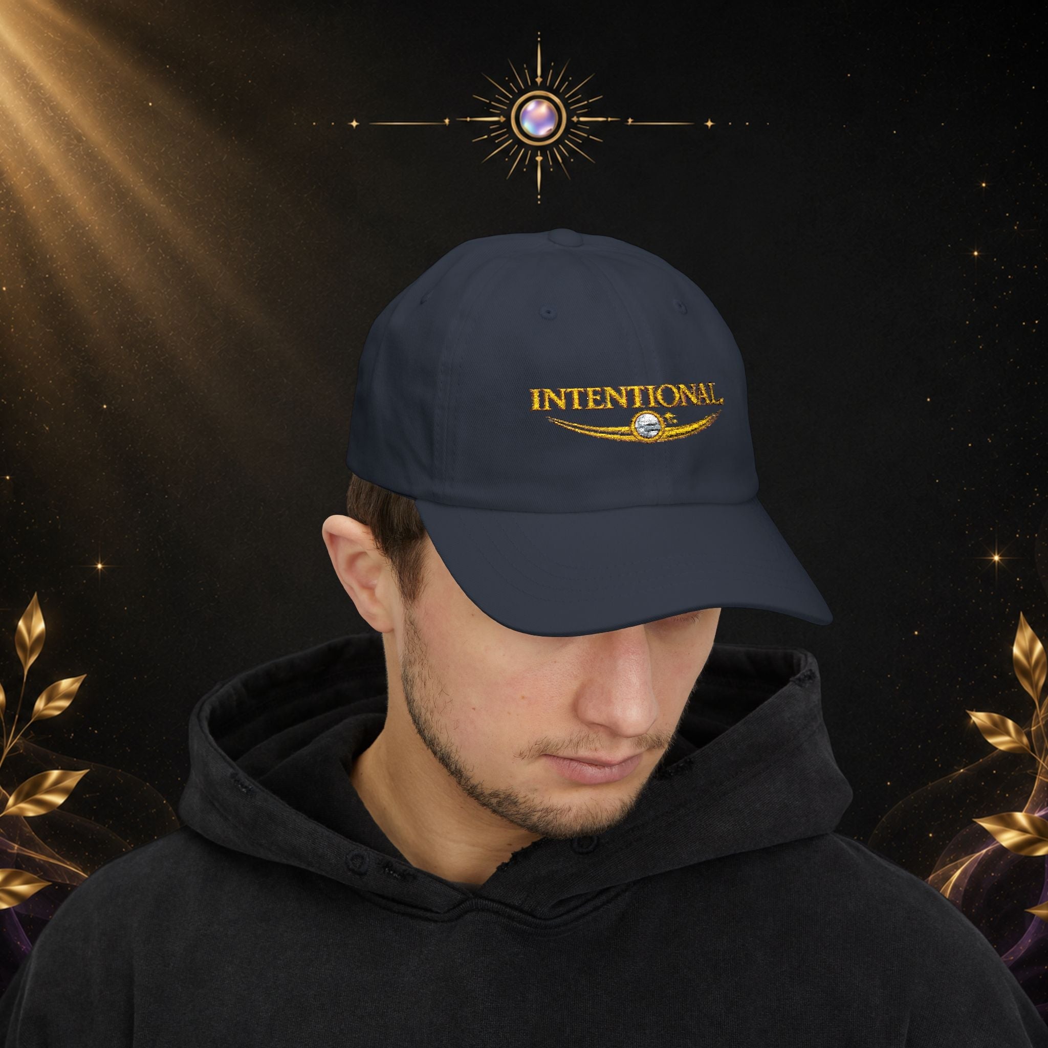 Intentional Dad Cap – Embroidered White Classic Hat - AURA BY RS ®