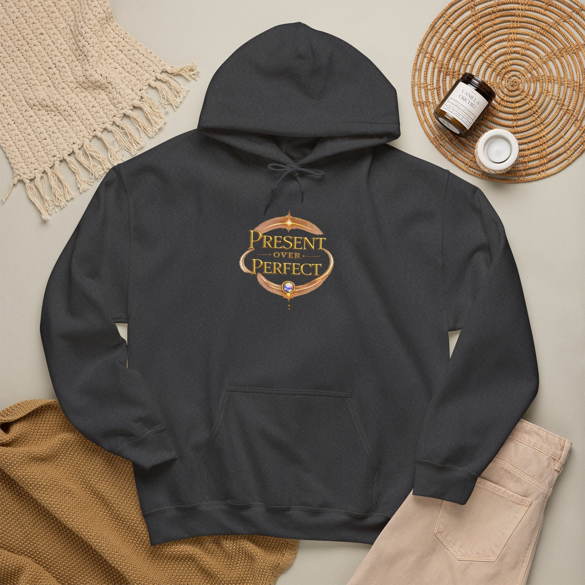 Present Over Perfect Hoodie — Inspirational Christian Faith Sweatshirt - AURA BY RS ®