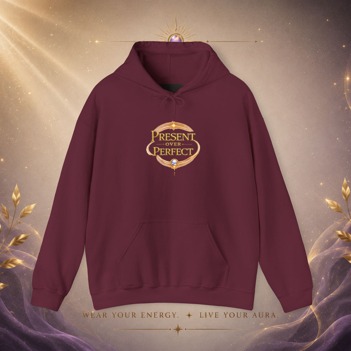 Present Over Perfect Hoodie — Inspirational Christian Faith Sweatshirt - AURA BY RS ®