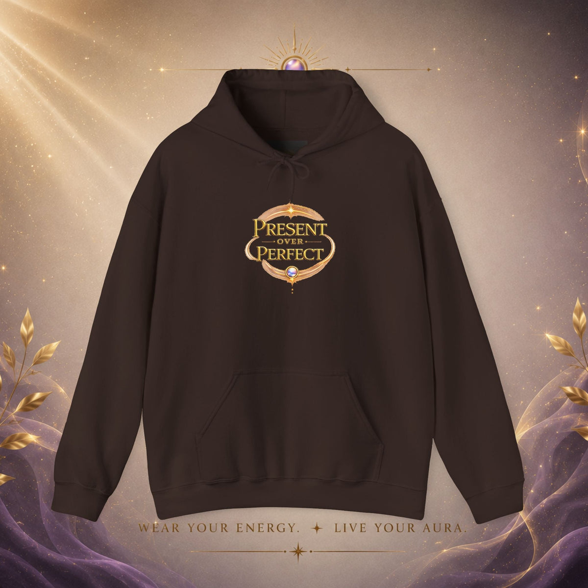 Present Over Perfect Hoodie — Inspirational Christian Faith Sweatshirt - AURA BY RS ®