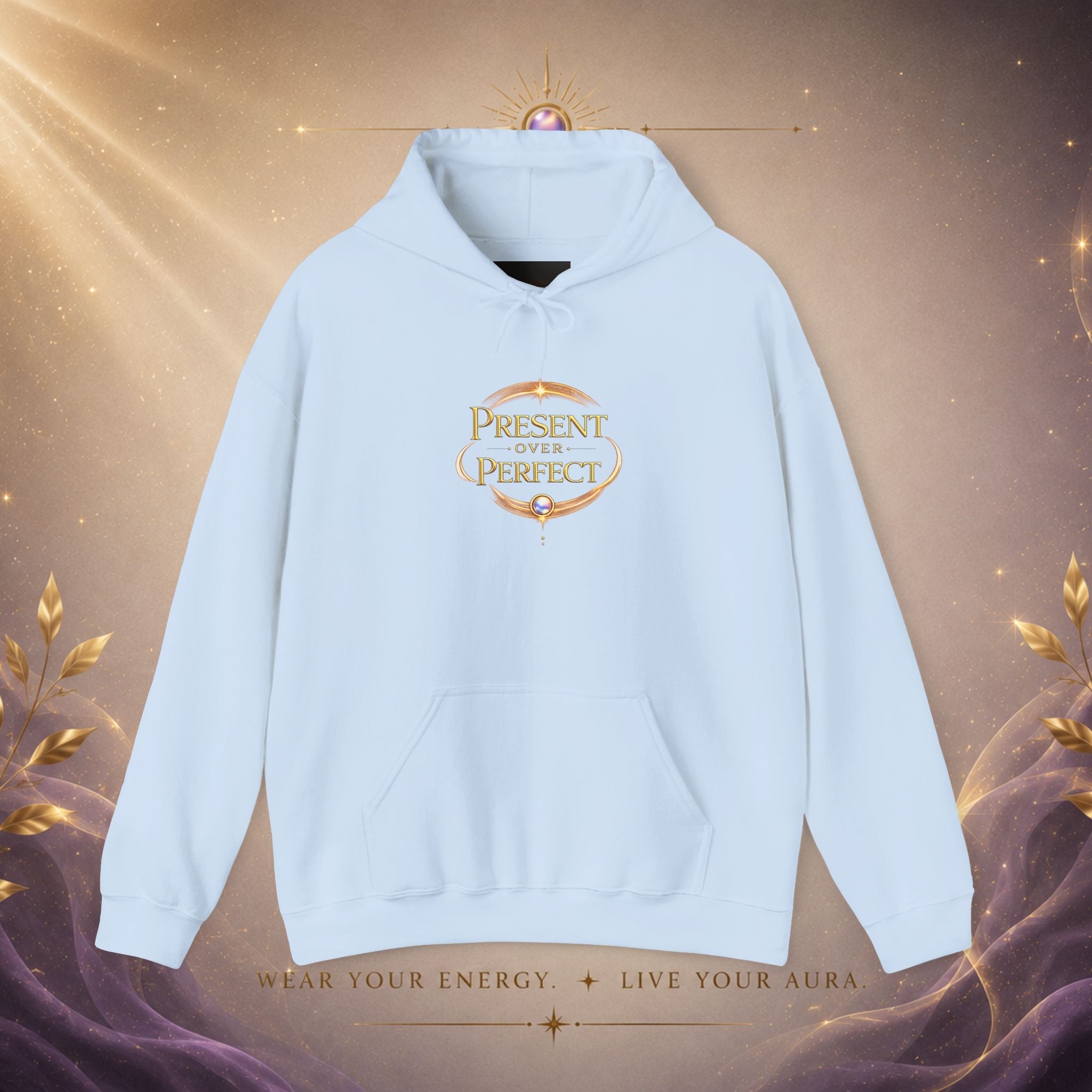Present Over Perfect Hoodie — Inspirational Christian Faith Sweatshirt - AURA BY RS ®