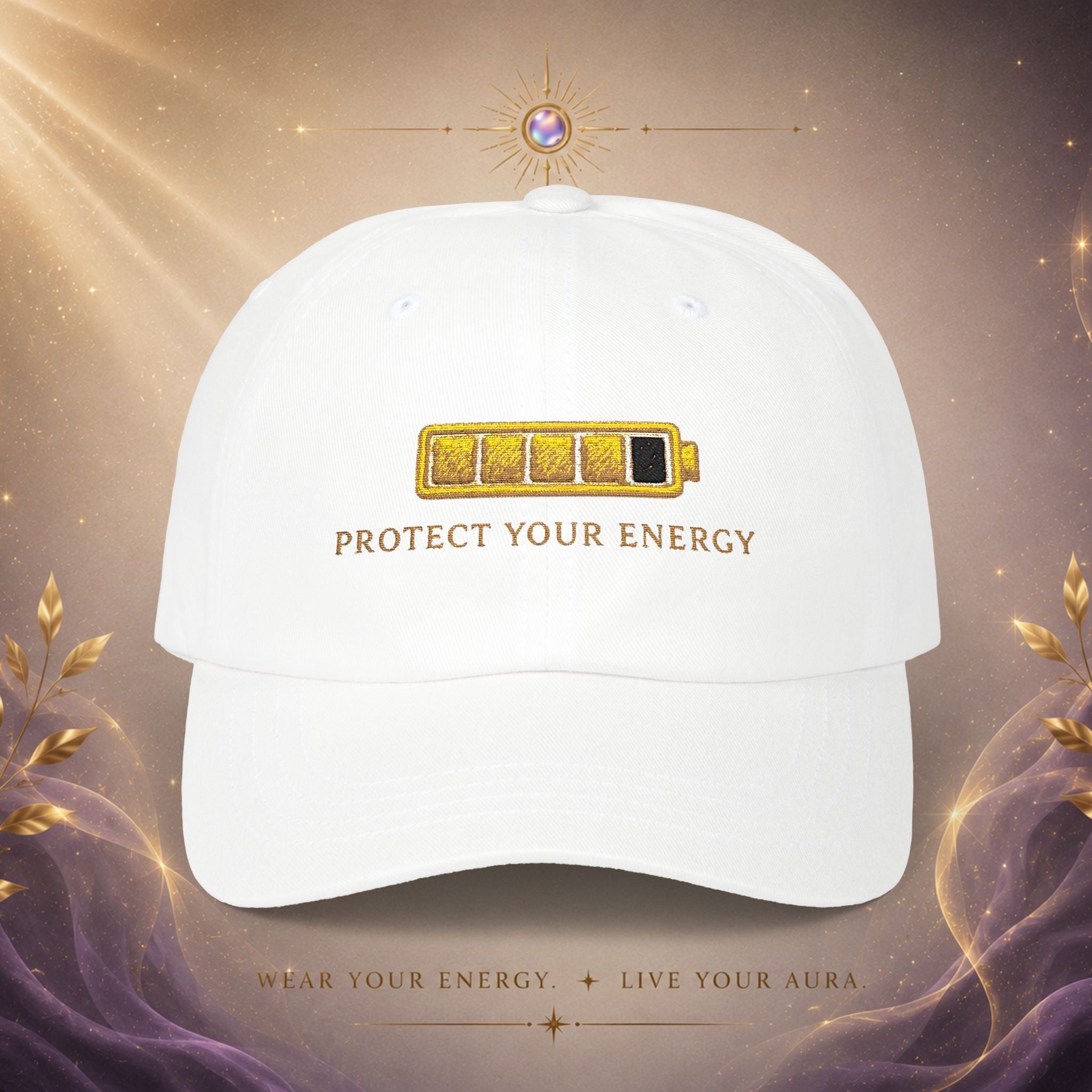 Protect Your Energy Cap — Embroidered Low Battery Icon Baseball Hat - AURA BY RS ®