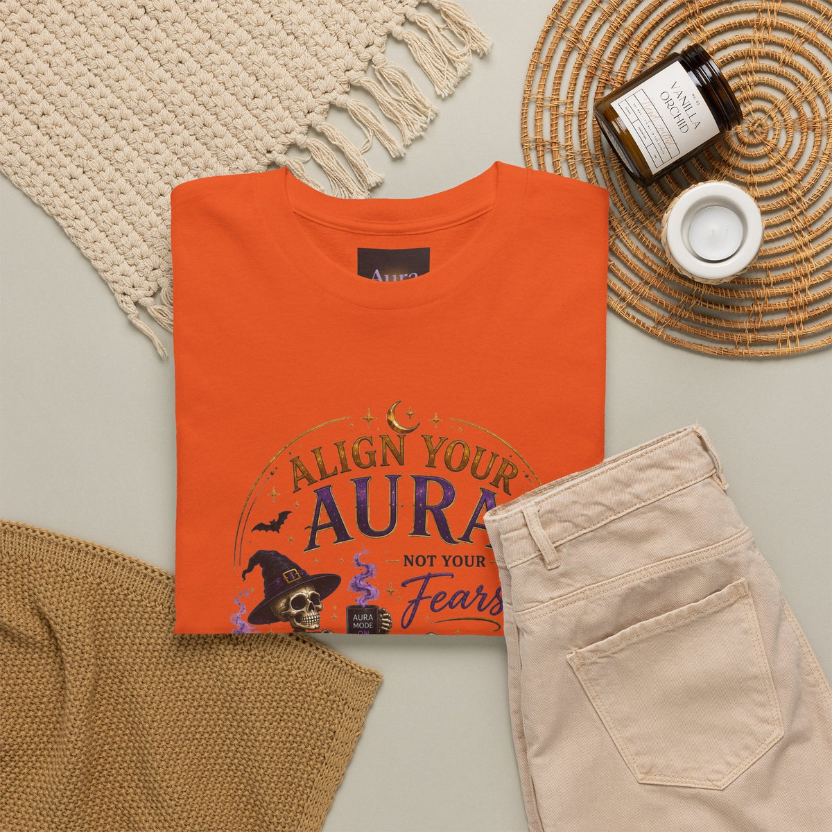 Skeleton Tee — "Align Your Aura, Not Your Fears" Halloween Graphic T-Shirt - AURA BY RS ®