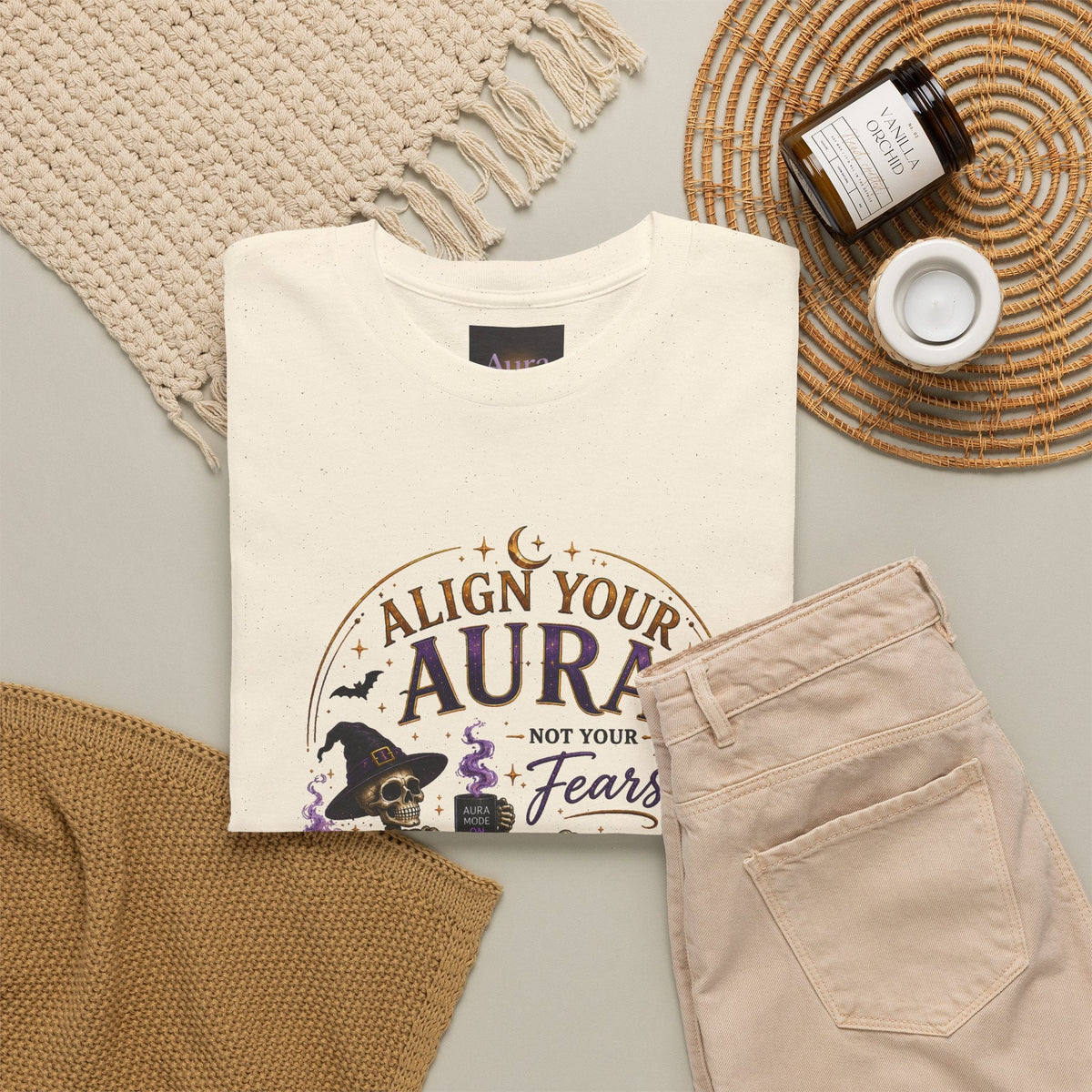 Skeleton Tee — "Align Your Aura, Not Your Fears" Halloween Graphic T-Shirt - AURA BY RS ®