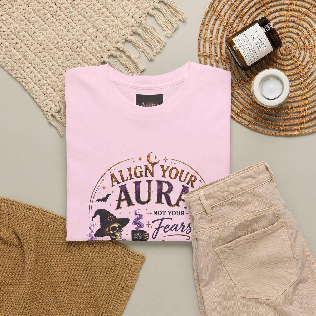 Skeleton Tee — "Align Your Aura, Not Your Fears" Halloween Graphic T-Shirt - AURA BY RS ®