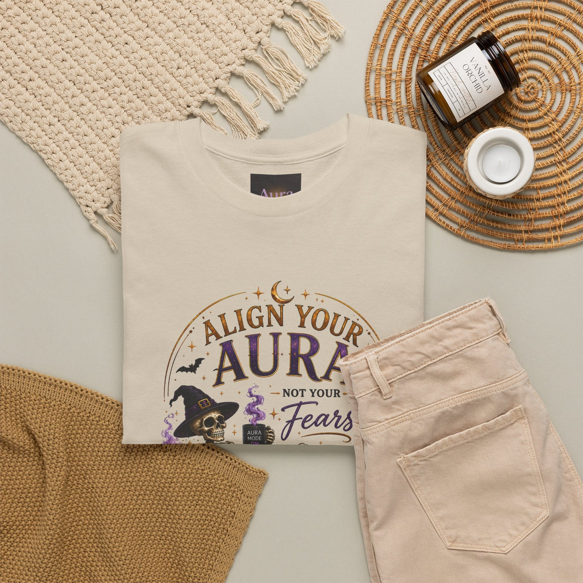 Skeleton Tee — "Align Your Aura, Not Your Fears" Halloween Graphic T-Shirt - AURA BY RS ®