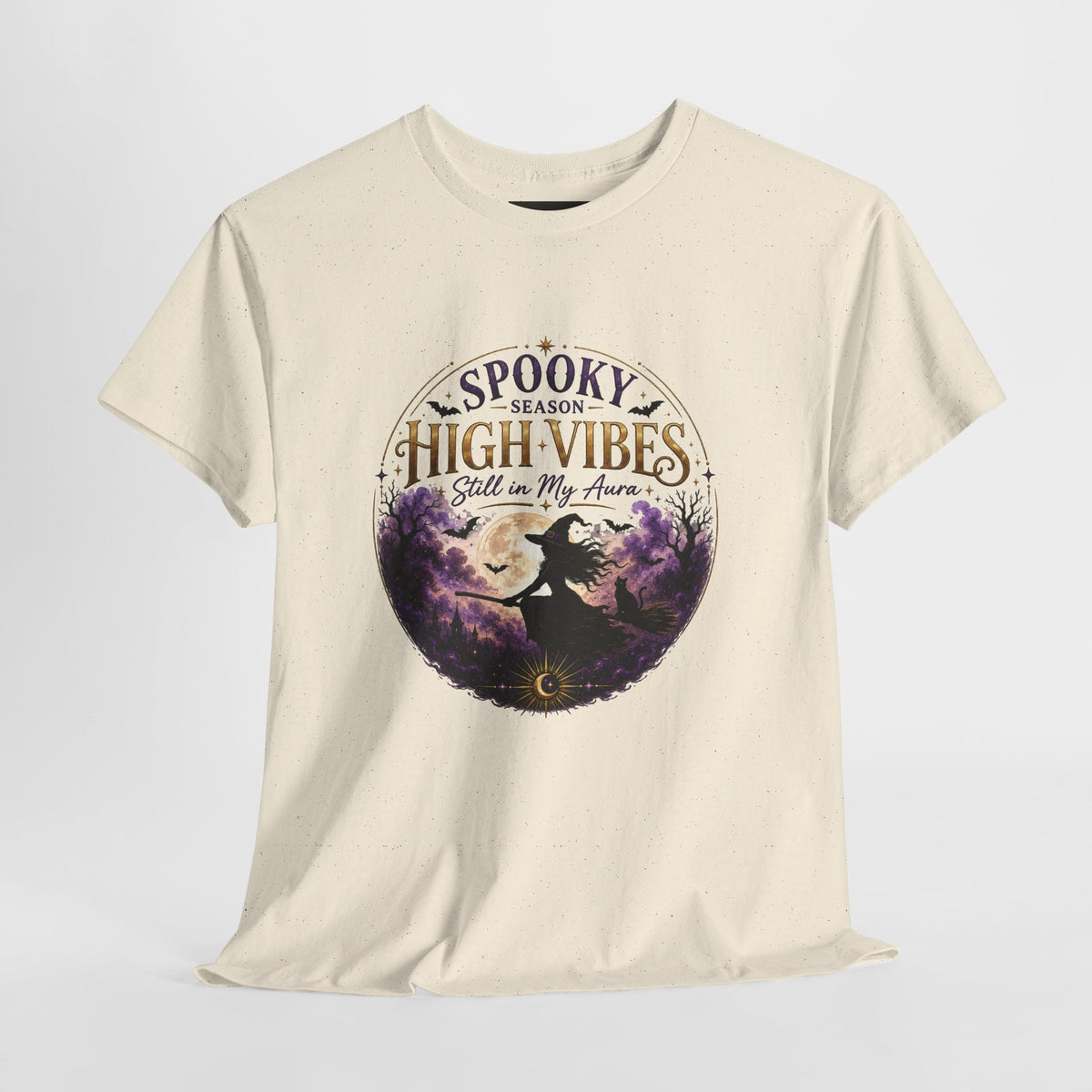 Spooky Season High Vibes Tee — Halloween Witch Moon Graphic Shirt - AURA BY RS ®