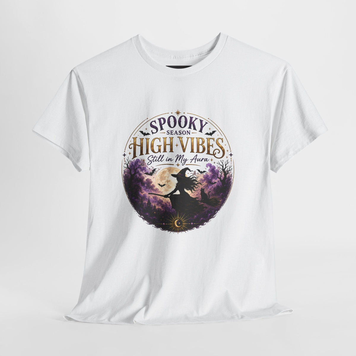 Spooky Season High Vibes Tee — Halloween Witch Moon Graphic Shirt - AURA BY RS ®