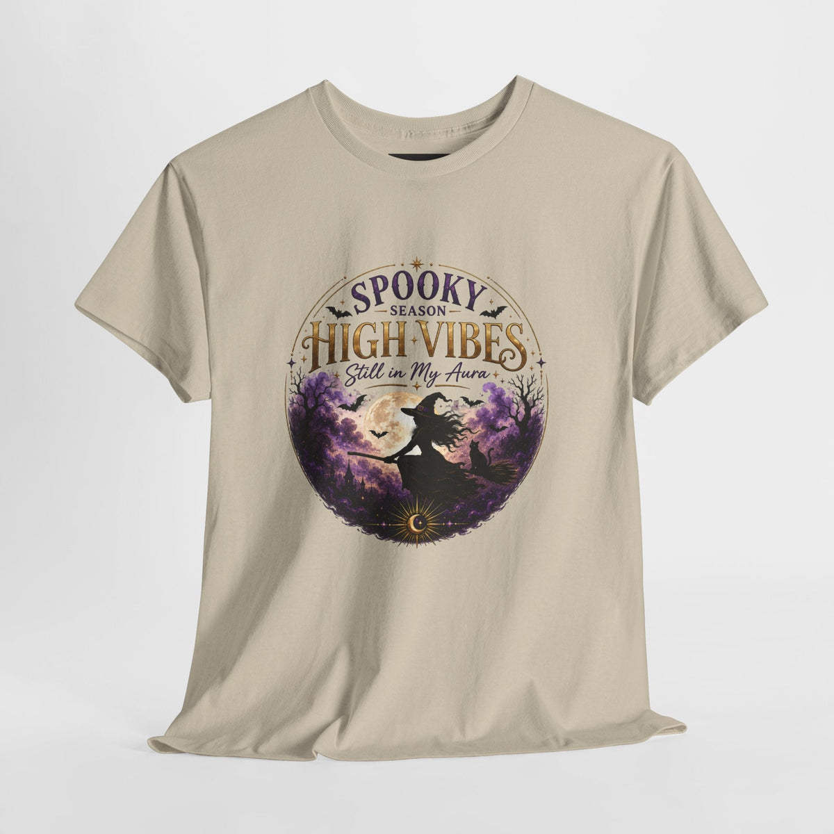 Spooky Season High Vibes Tee — Halloween Witch Moon Graphic Shirt - AURA BY RS ®