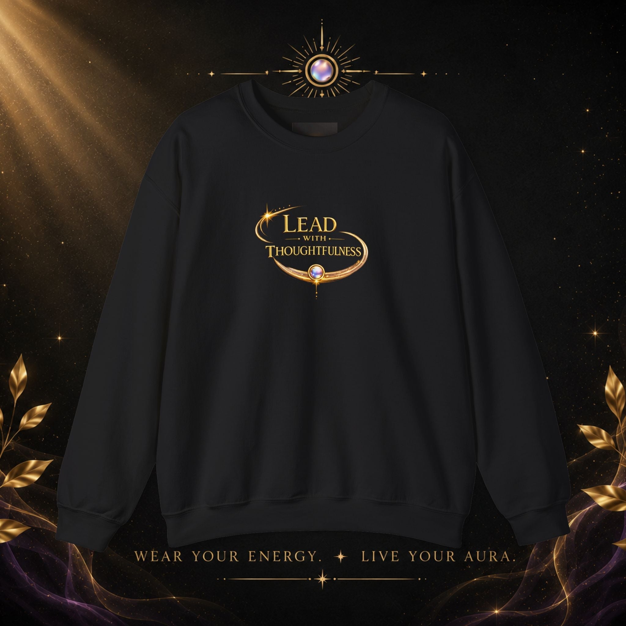 Thoughtful Leadership Crewneck Sweatshirt — "Lead with Thoughtfulness" Inspirational Pullover - AURA BY RS ®