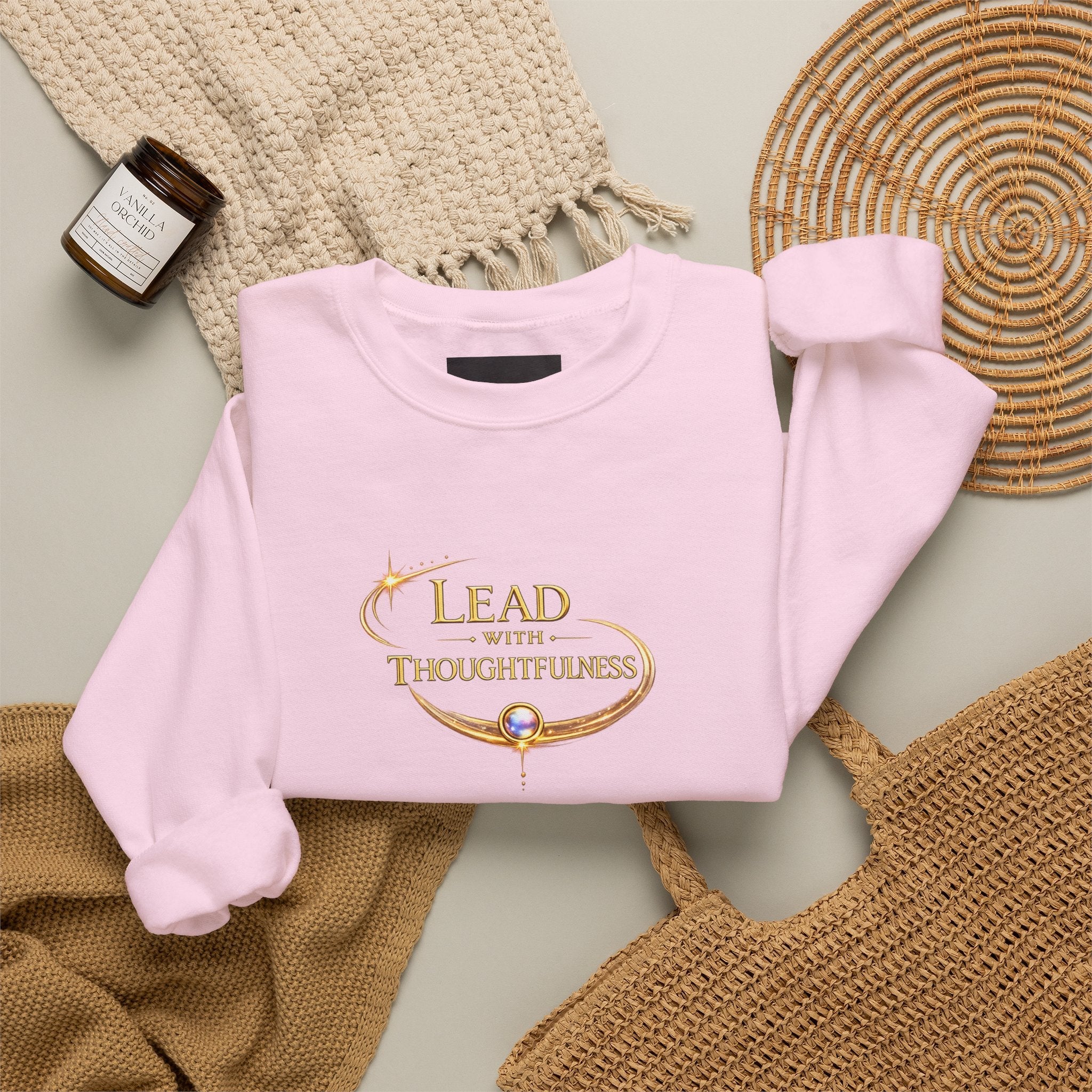 Thoughtful Leadership Crewneck Sweatshirt — "Lead with Thoughtfulness" Inspirational Pullover - AURA BY RS ®
